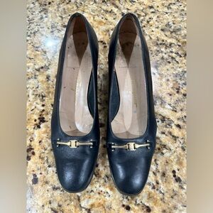 Salvatore Ferragamo Navy Leather Women's Loafers